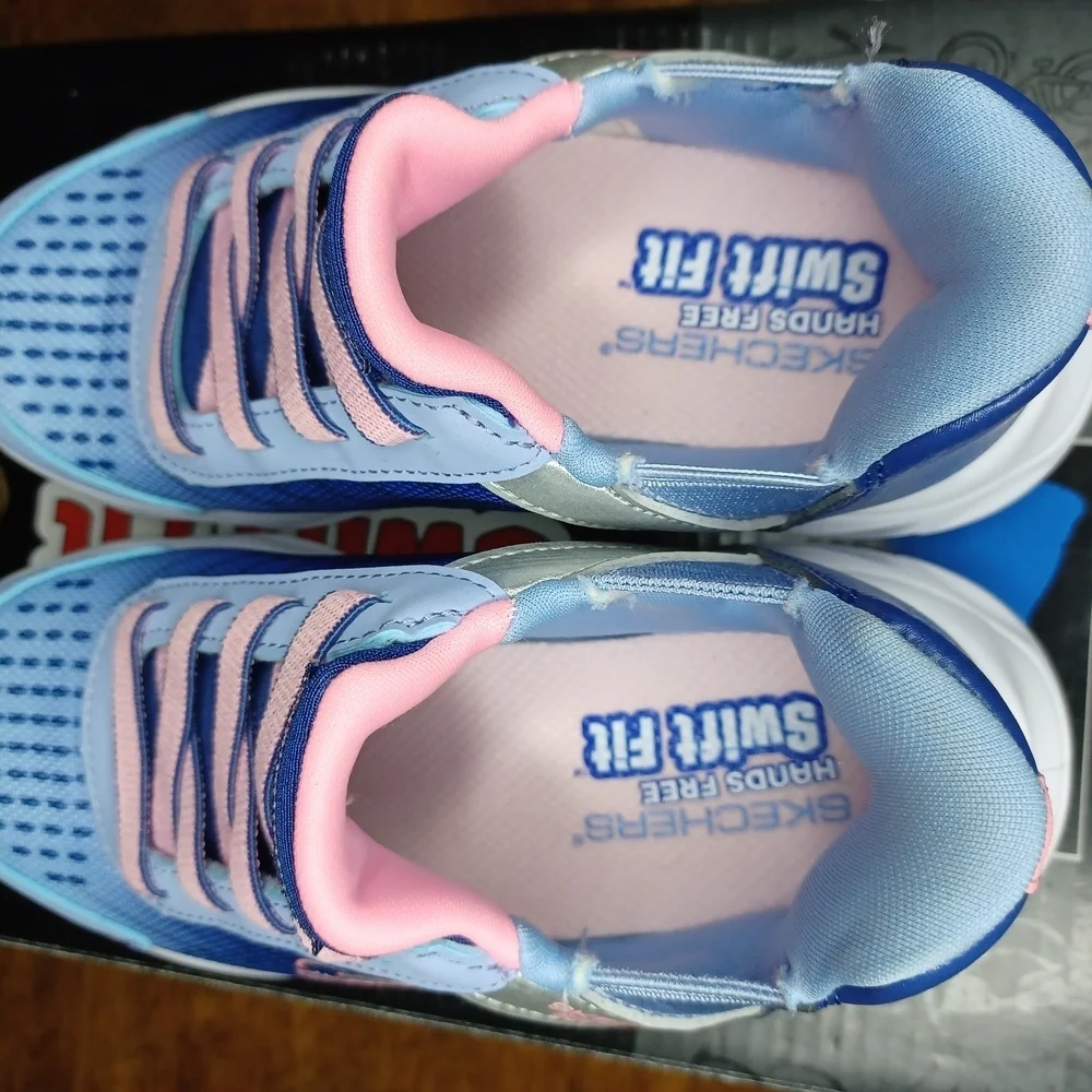 Skechers Kids Light Blue and Pink Sneakers